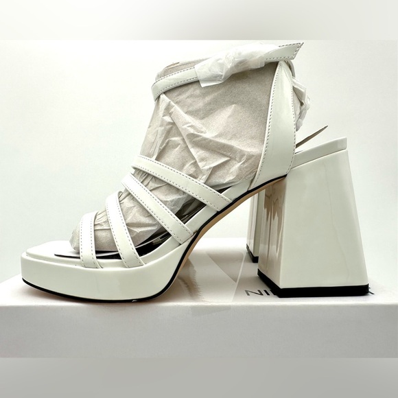 🔥🌶️Nine West Teriss Strappy Platform Sandals Patent Leather White 🌶️🔥 - Picture 5 of 11